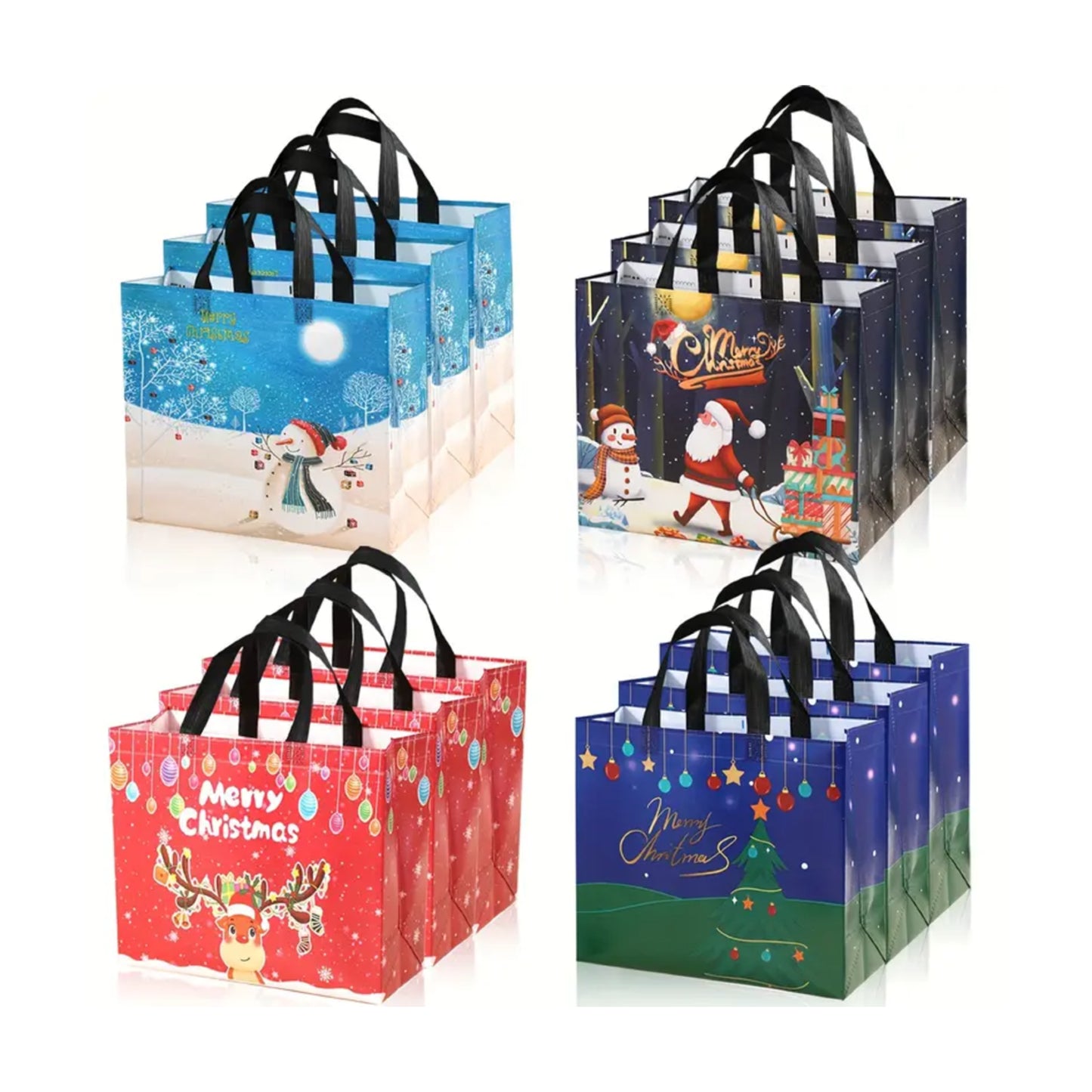 Christmas Foldable Woven Gift Bags 1Pcs